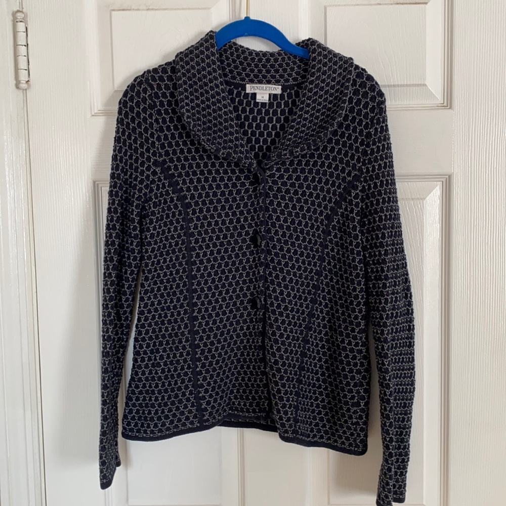 Pendleton Jacket Style Sweater With Honeycomb Des… - image 1